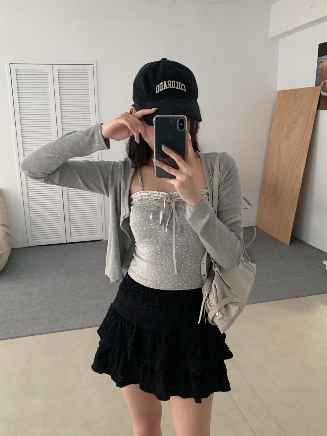 B149小清新波點兩件套(吊帶+罩衫)