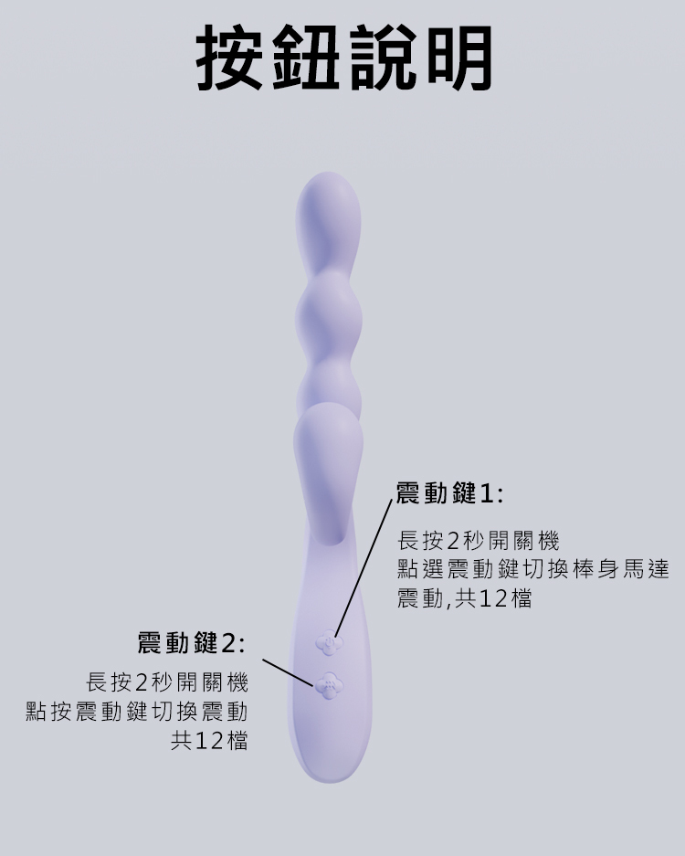 紫葡萄 12段變頻多點觸入USB充電震動按摩棒