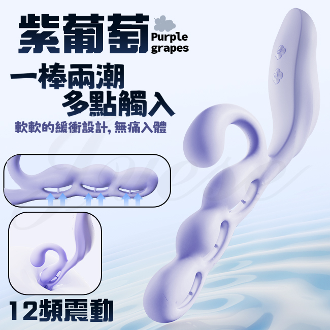 紫葡萄 12段變頻多點觸入USB充電震動按摩棒