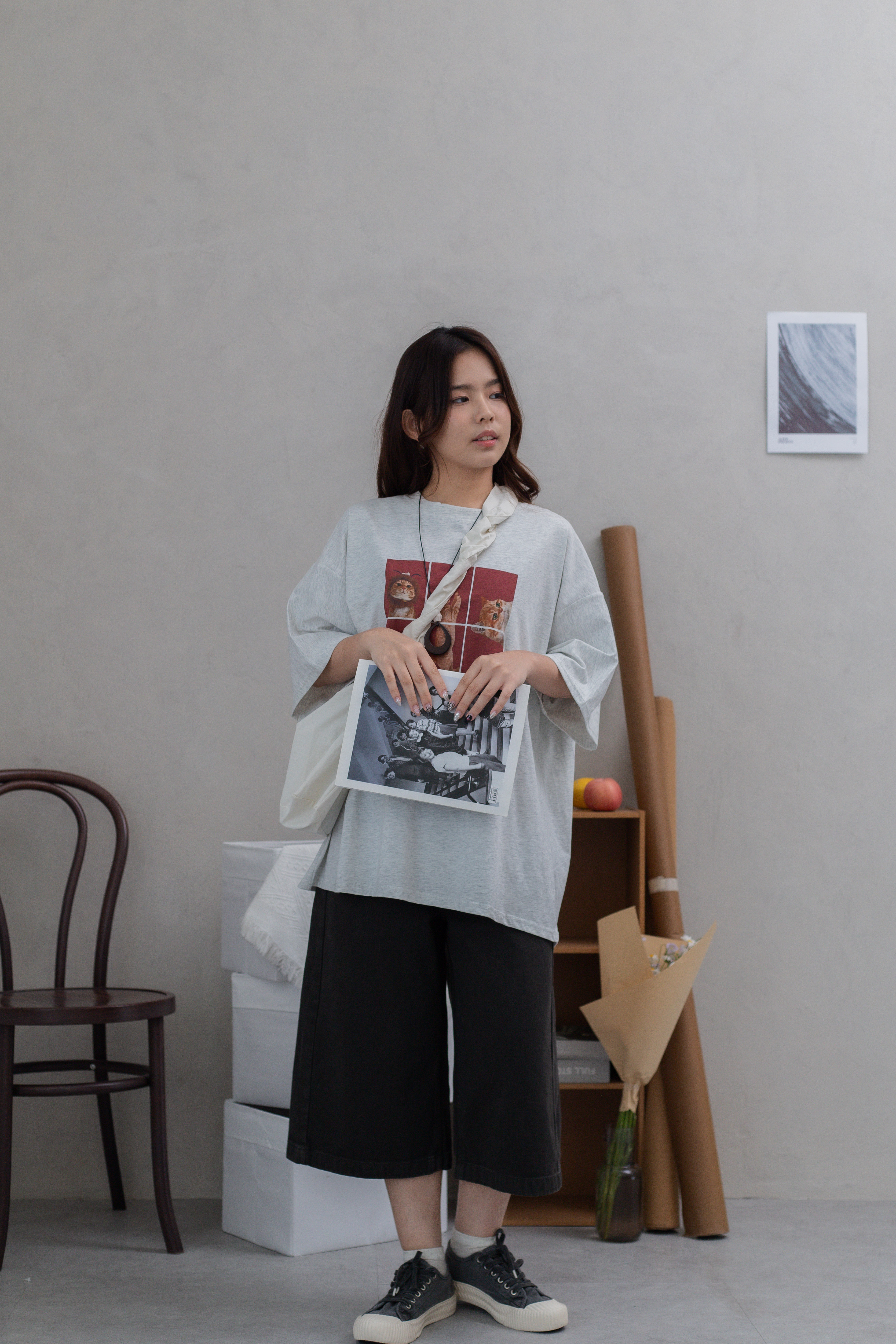 Lula Cat Oversized Tee Oat -2676TSOAT