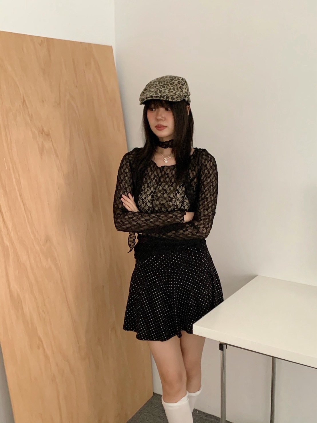 B132正韓甜美蕾絲圍脖罩衫