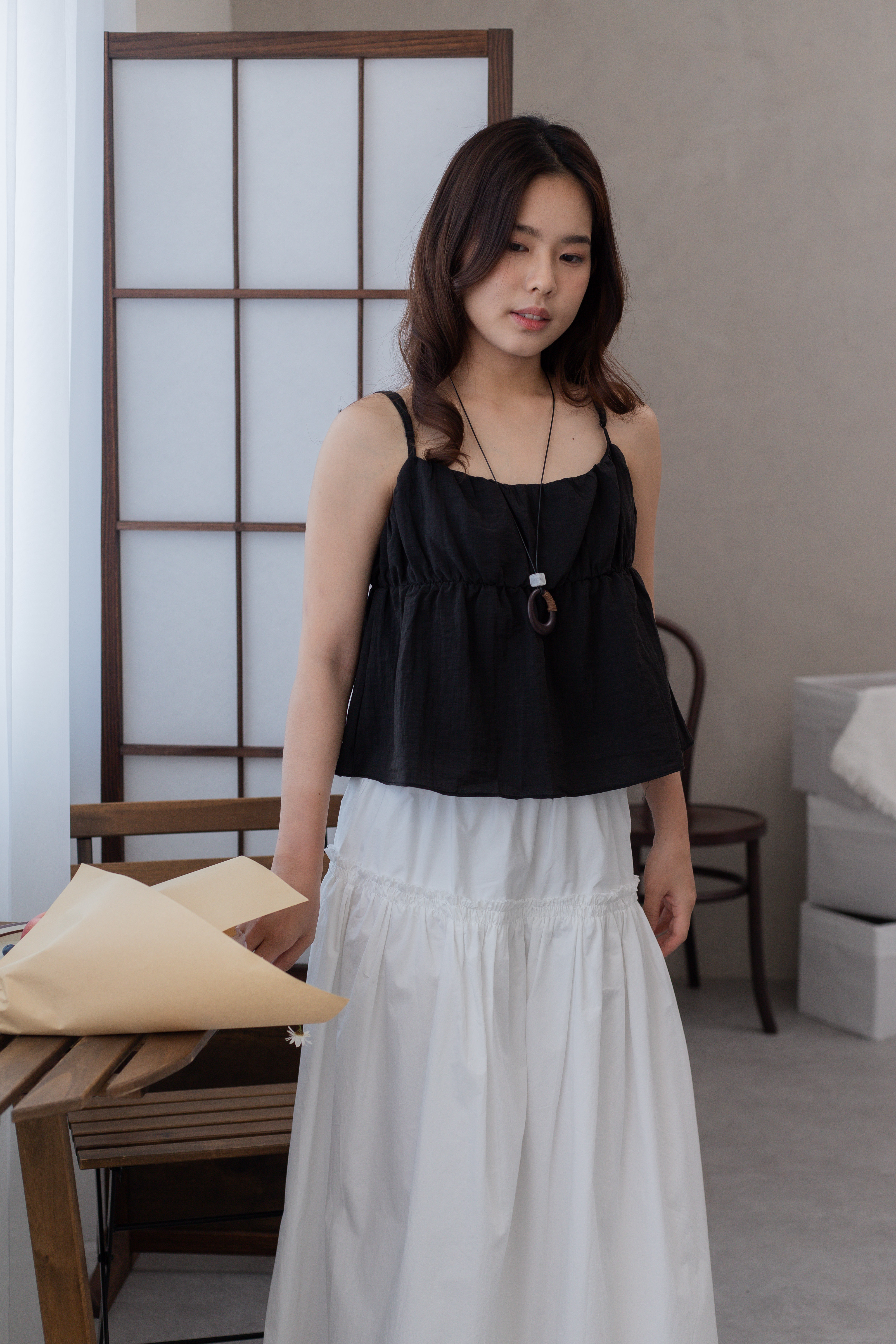 Hattie Peplum Tank Top Black -2681BVBLK