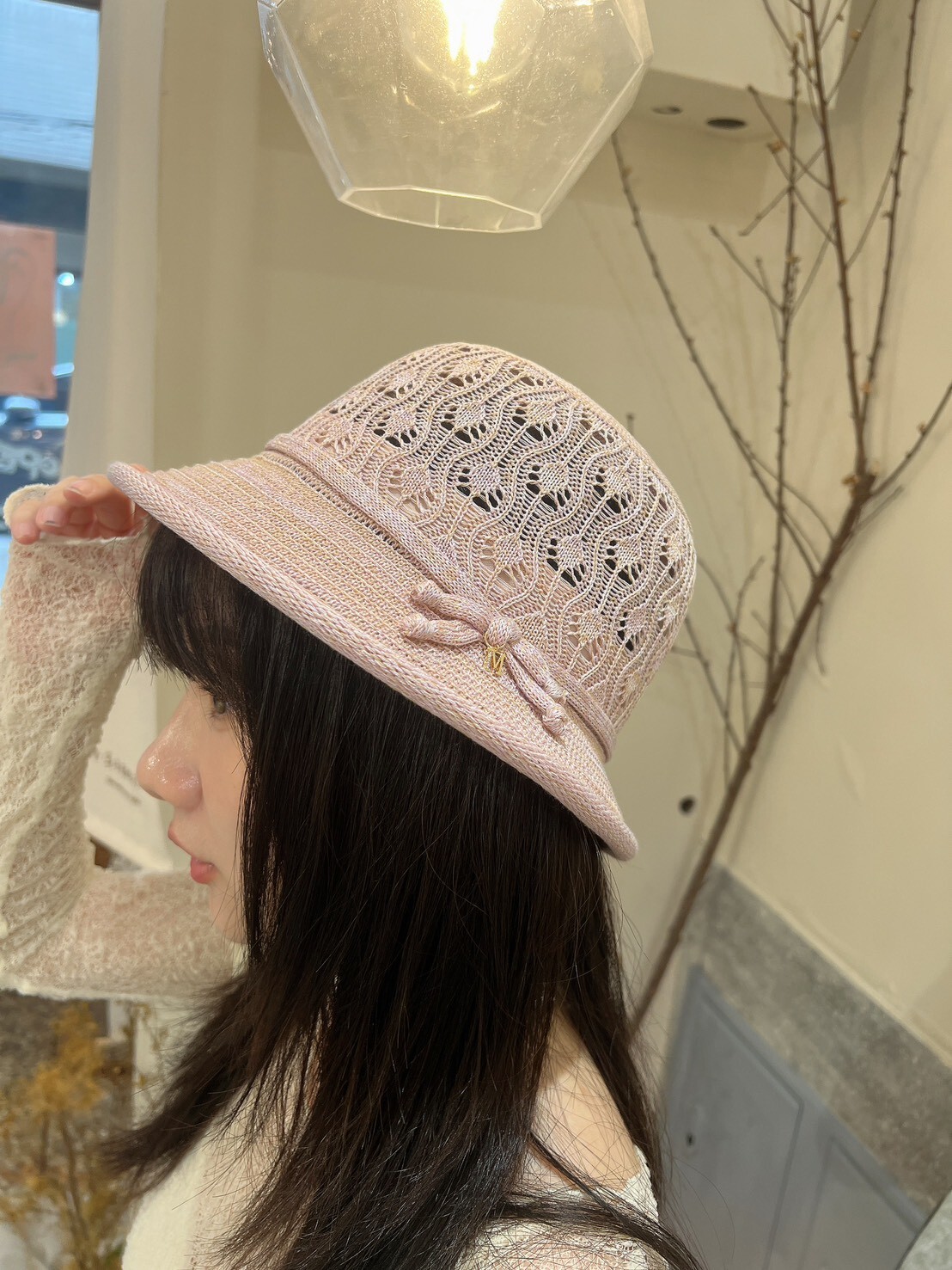 0409隱藏款。MUCHAT打樣款蝶結鏤空針織漁夫帽/休閒帽