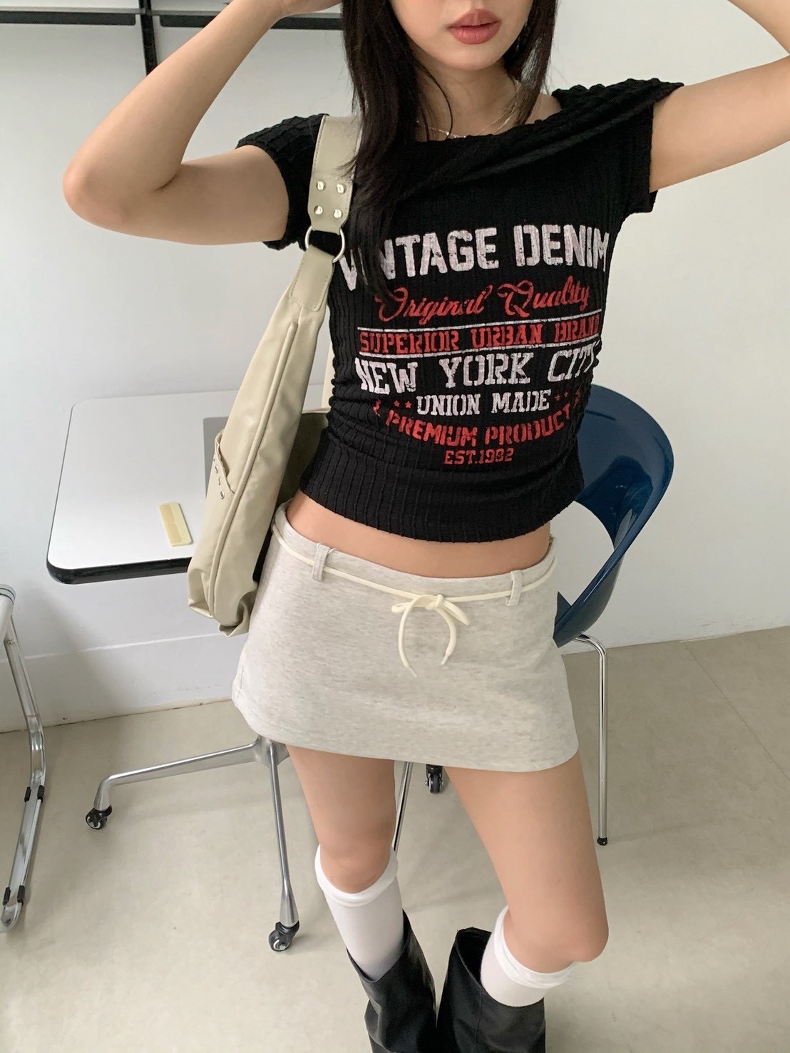 B122素色百搭褲裙(附綁繩)