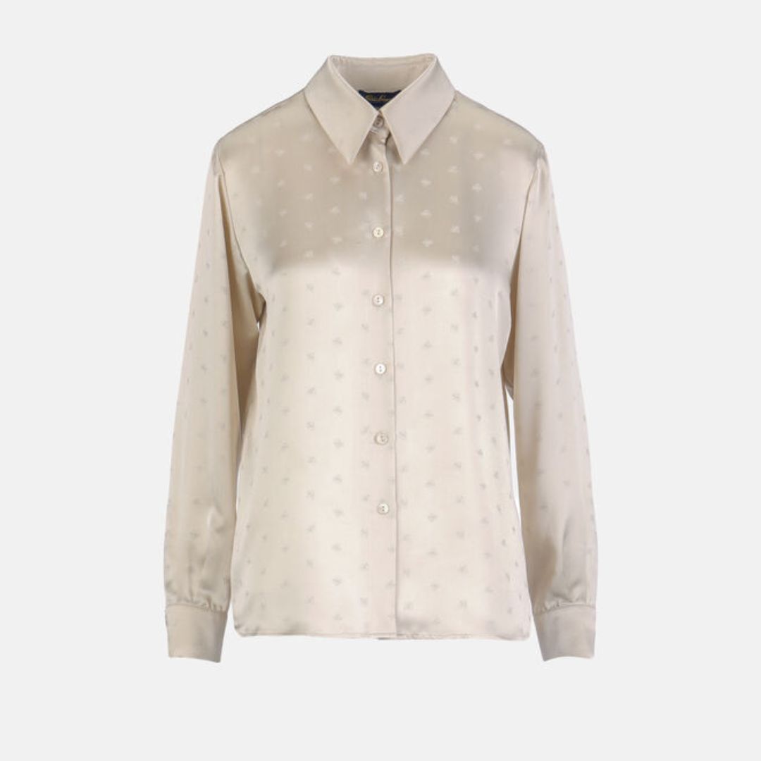 1LS1015-153 [LUISA SPAGNOLI] Baronet Pure Silk Shirt Butter #542979 0202 (C-K11-E)
