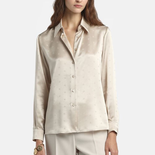 1LS1015-153 [LUISA SPAGNOLI] Baronet Pure Silk Shirt Butter #542979 0202 (C-K11-E)