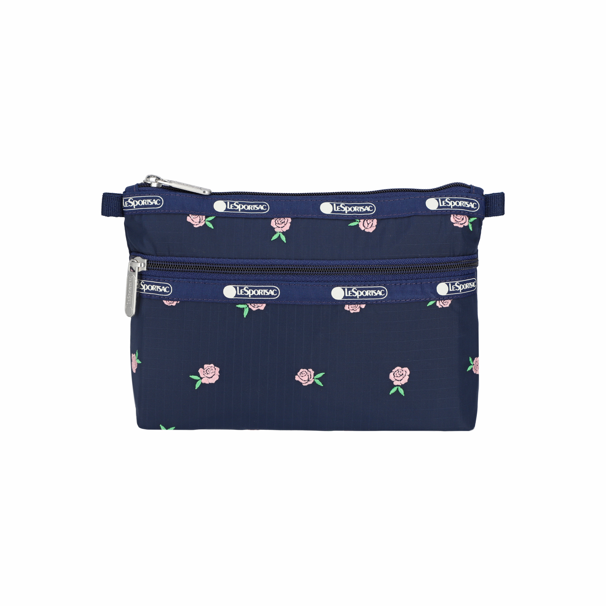 COSMETIC CLUTCH (PINK ROSES EMBROIDERY)