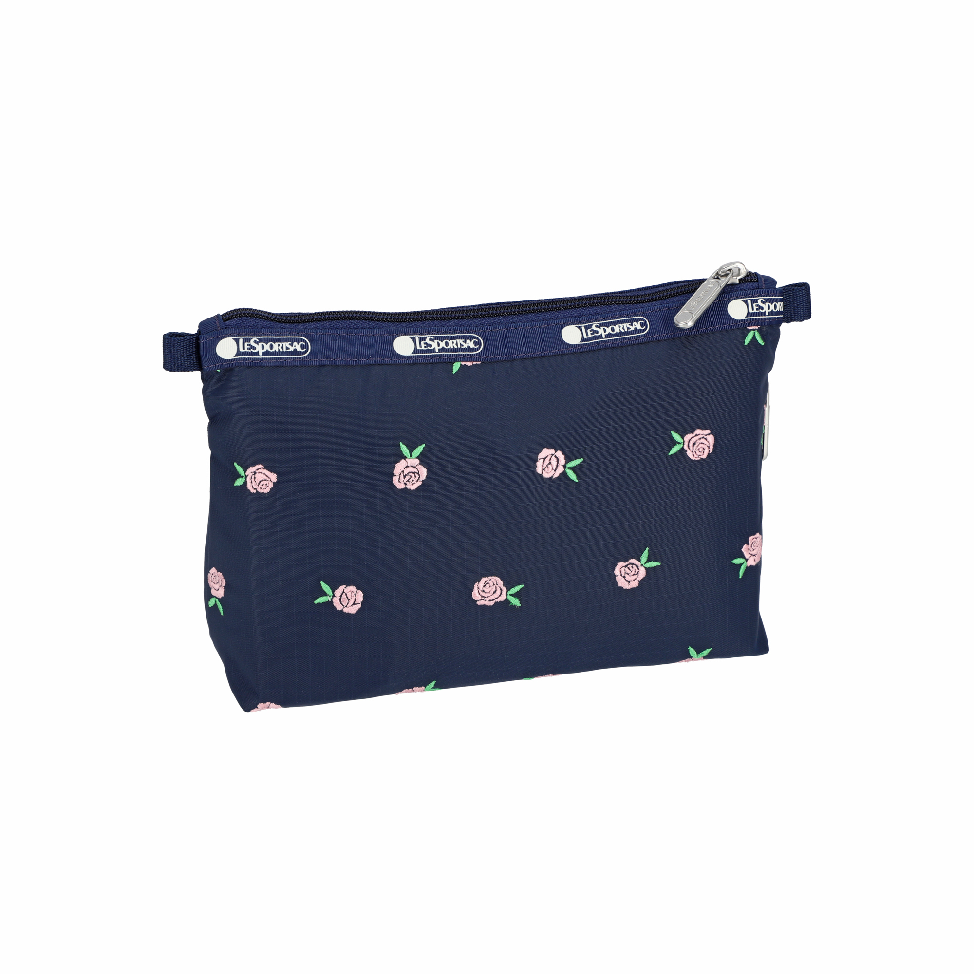 COSMETIC CLUTCH (PINK ROSES EMBROIDERY)