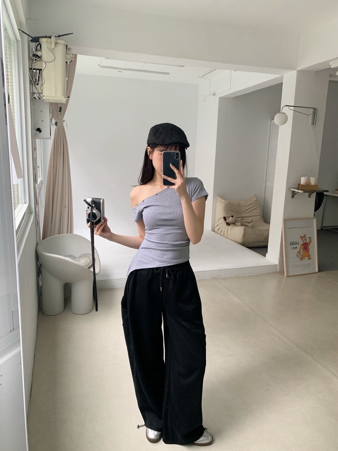 B157百搭鬆緊工裝彎刀棉褲