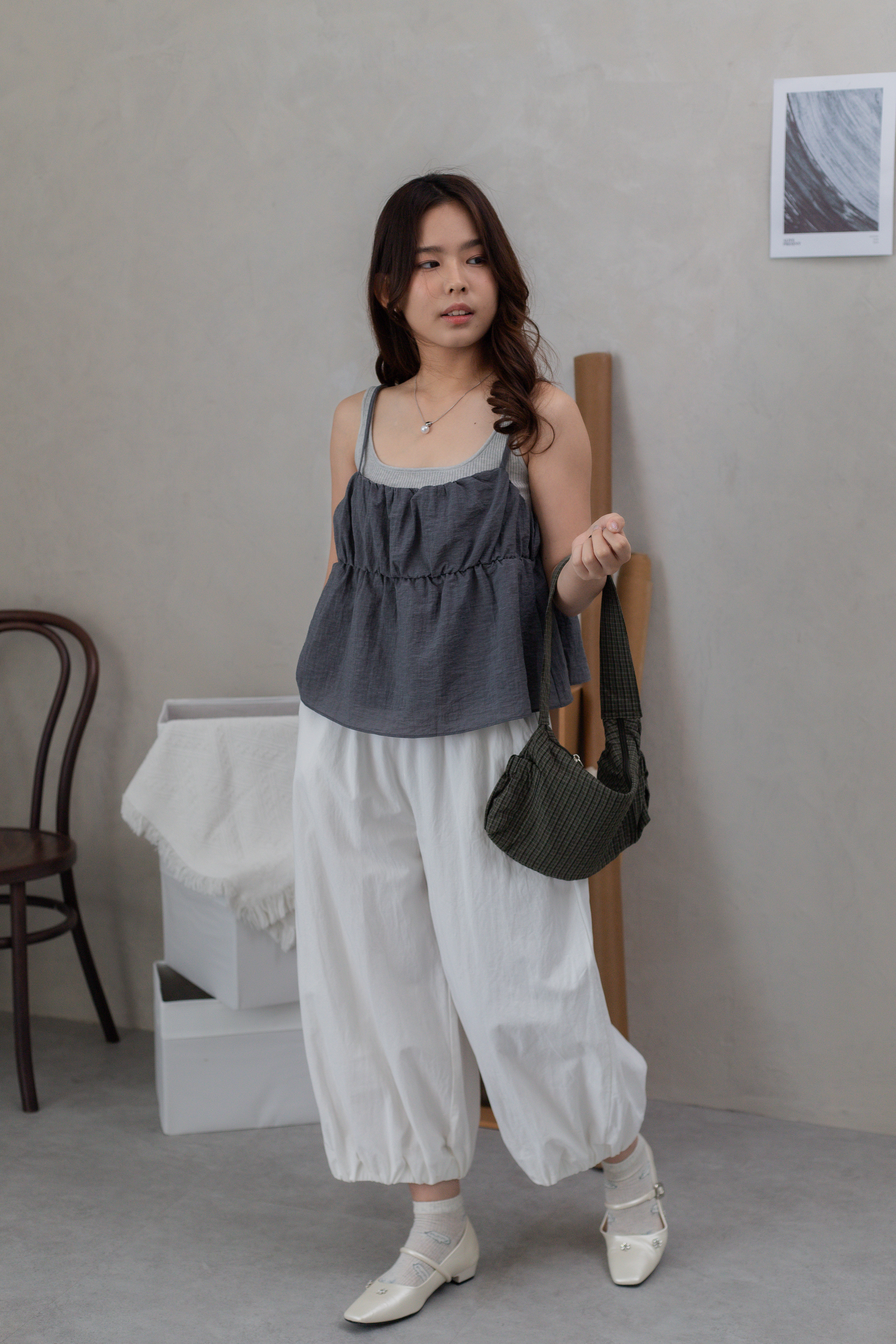Hattie Peplum Tank Top Grey -2681BVGRY