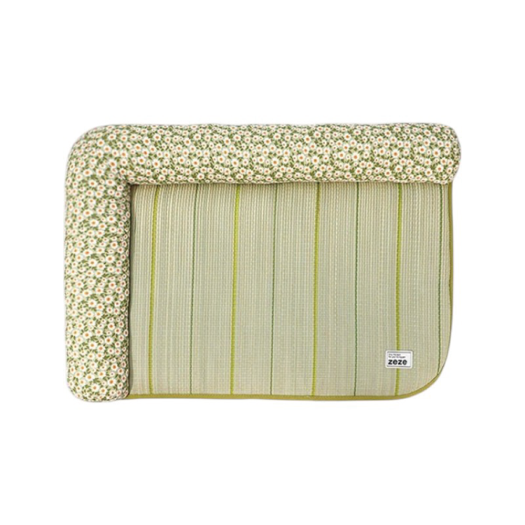 Zeze 寵物夏日竹蓆床仔 - 綠色小雛菊