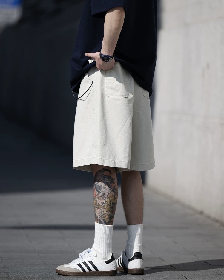 #預購 BELLKENIDEA 簡約復古 水洗做舊 砂洗棉褪色 百搭休閒 寬鬆工裝褲 三色