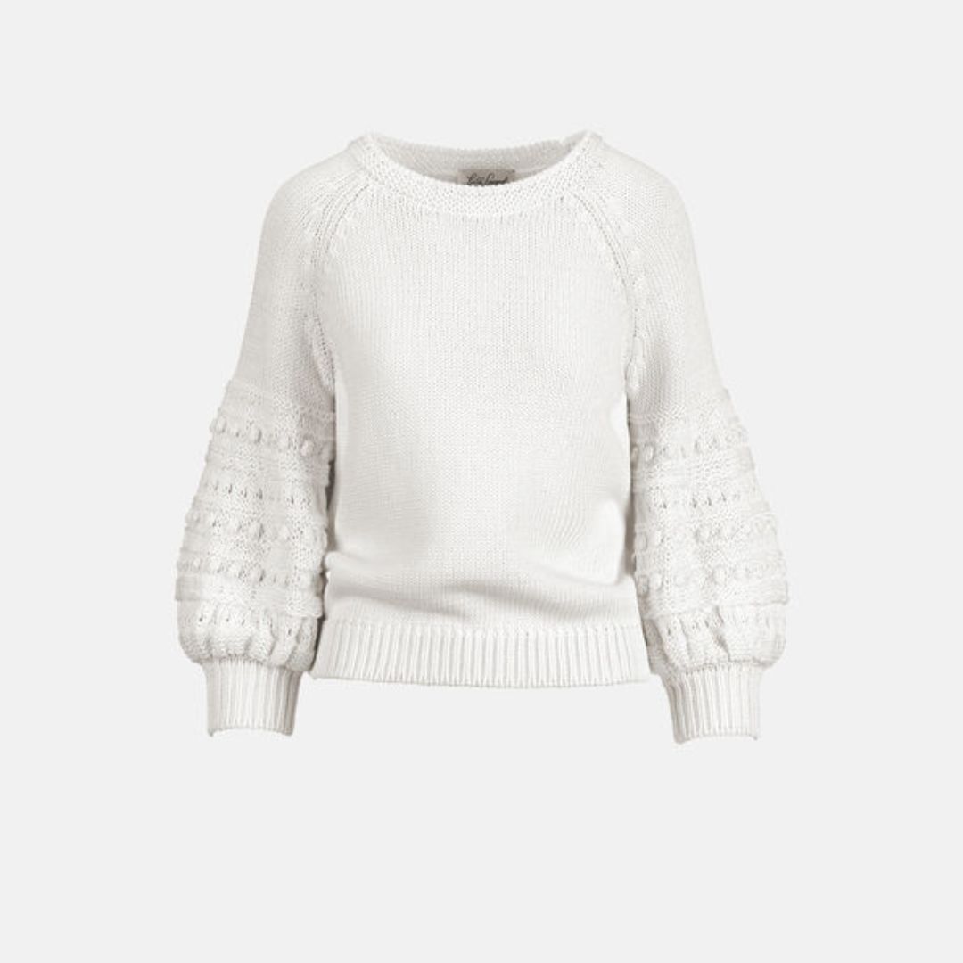 1LS1015-155 [LUISA SPAGNOLI] Lid Sweater with Textured Details White #100336 201 (C-K11-E)