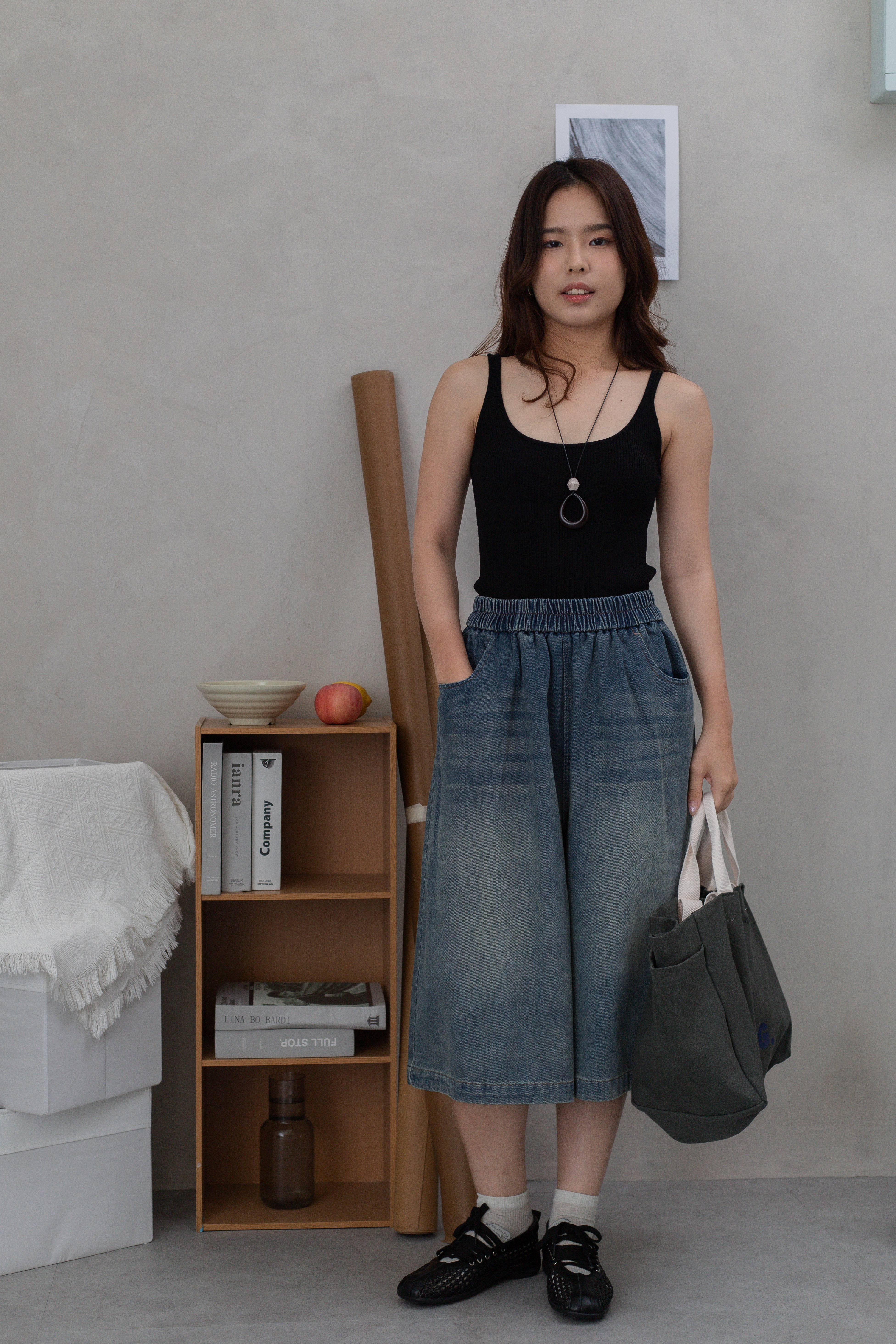 Asha Ribbed Tank Top Black -2680KVBLK