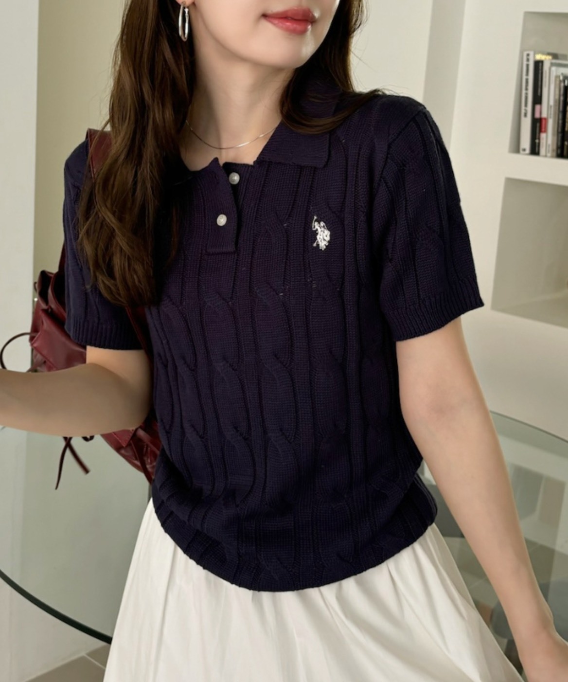 U.S. POLO ASSN. 日本限定 小Logo 刺繡 夏季針織 POLO領 縮腰 短袖 4色