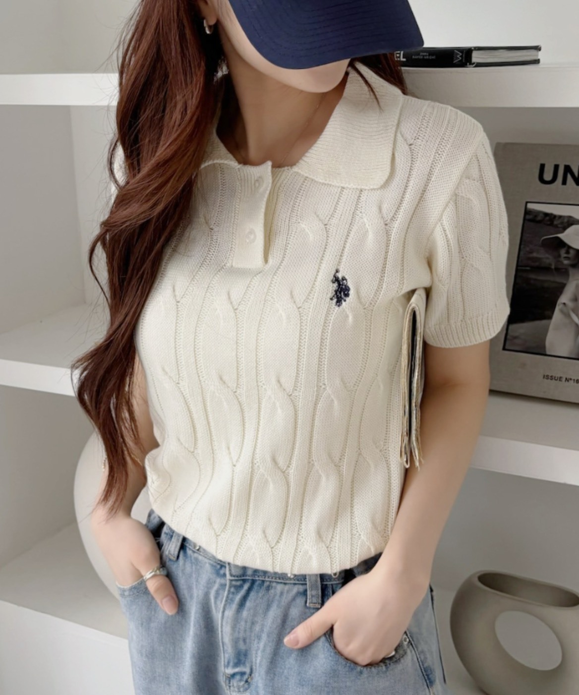 U.S. POLO ASSN. 日本限定 小Logo 刺繡 夏季針織 POLO領 縮腰 短袖 4色