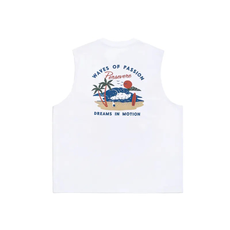 PERSEVERE WAVES OF PASSION SLEEVELESS T-SHIRT - WHITE FULL SIZE