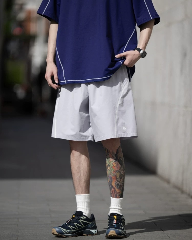 #預購 BELLKENIDEA 哈蘇線撞色 輕薄透氣速乾 寬鬆廓形 訓練運動短褲 三色