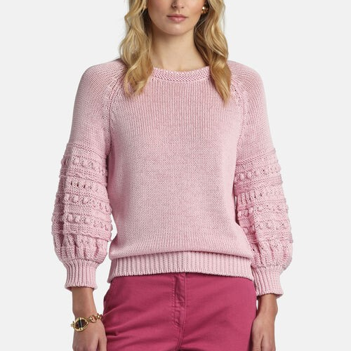 1LS1015-156 [LUISA SPAGNOLI] Lid Sweater with Textured Details Pink #100336 309 (C-K11-E)