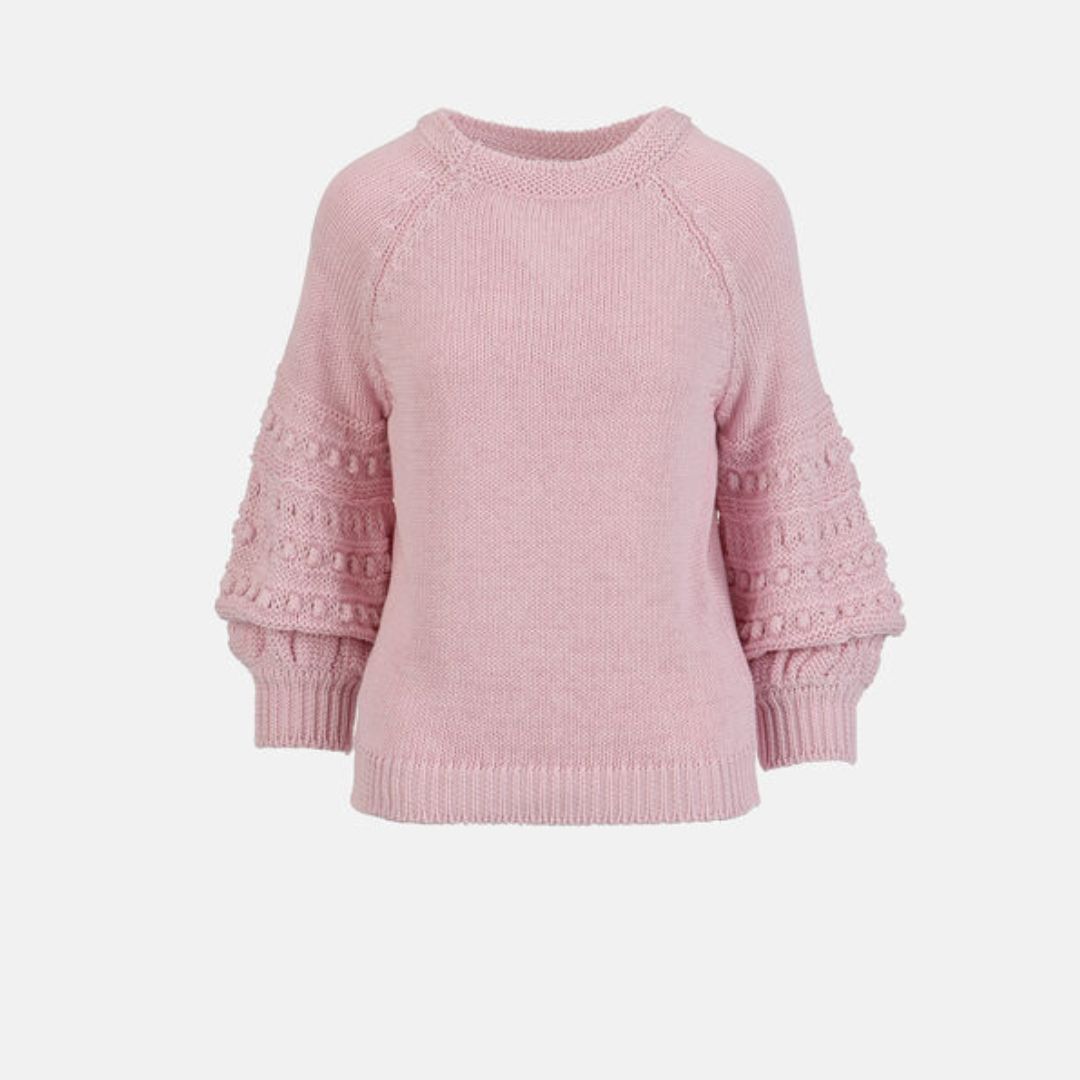 1LS1015-156 [LUISA SPAGNOLI] Lid Sweater with Textured Details Pink #100336 309 (C-K11-E)