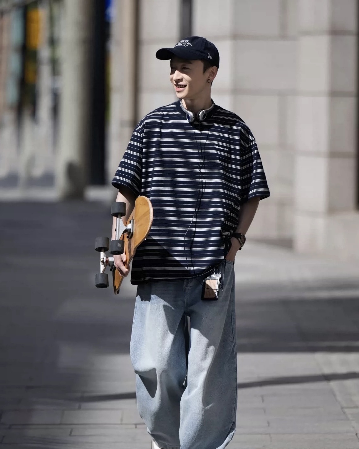 #預購 BELLKENIDEA 復古經典 寬鬆休閒舒適 日系簡約 條紋短踢 兩色