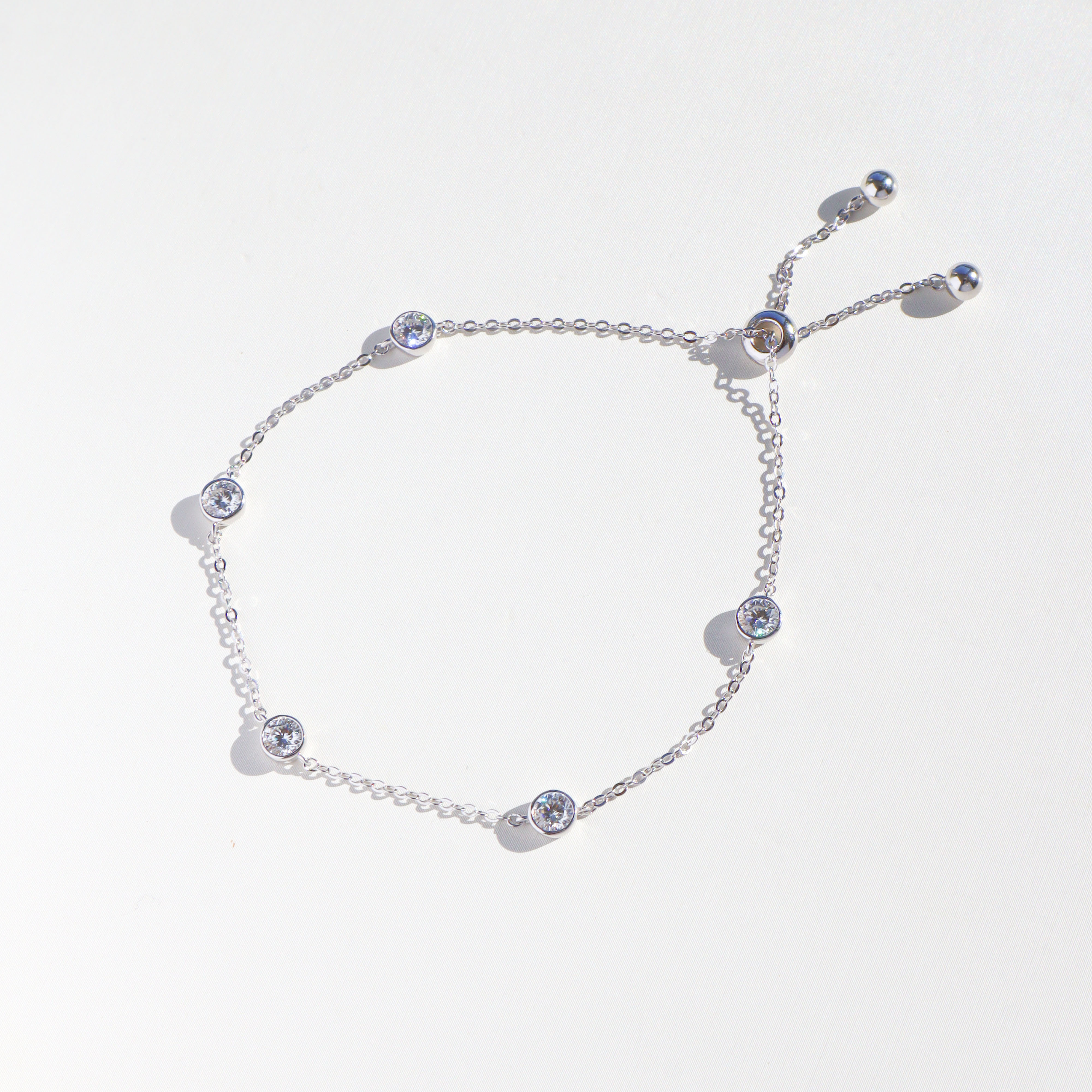 Silver/圓點輕語莫桑石拉繩手鍊