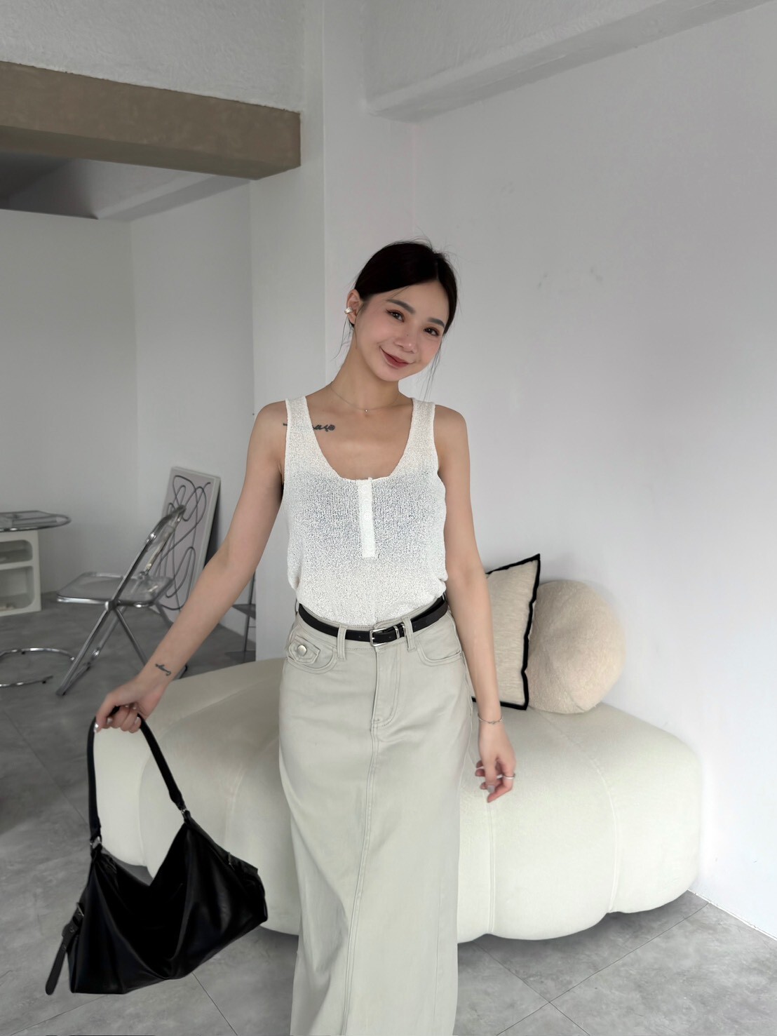 自留款捲邊針織背心