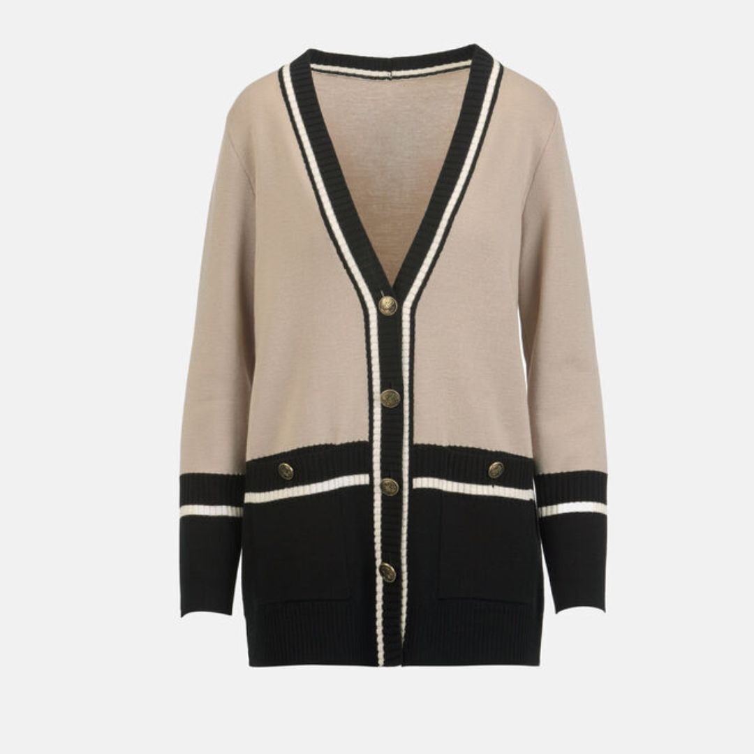 1LS1015-157 [LUISA SPAGNOLI] Marinetta Long Cardigan Black #100291 0101 0202 1137 (C-K11-E)
