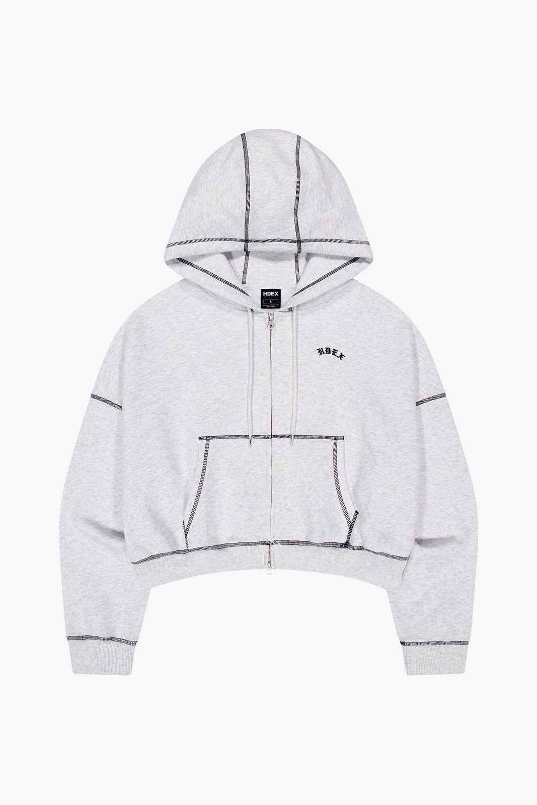 【入LIVECODE一件減至$378😱🔥！】【韓妹大熱運動日常品牌HDEX🔥】Women's Contrast Stitch Hoodie Zip-Up (Melange White/Black)