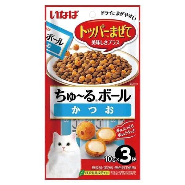 CIAO 貓小食 軟心粒粒．超奴波 鰹魚味10gx3小袋