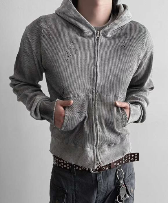 仿污連帽拉鍊外套 SCOPE-143JK