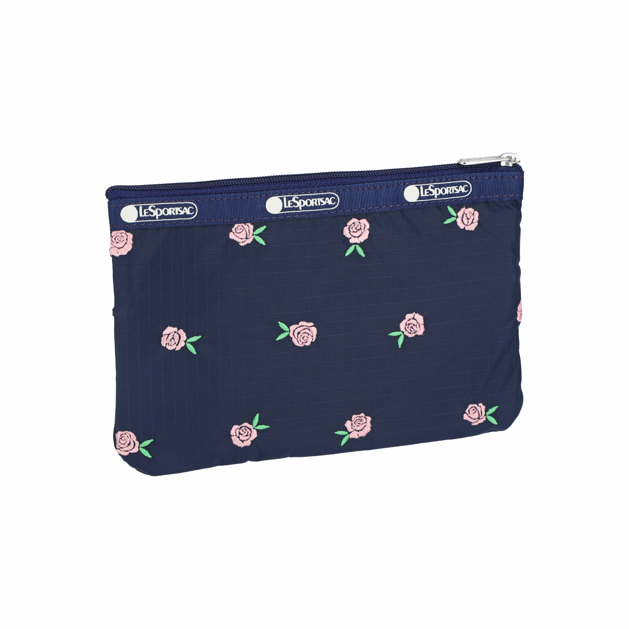 3-ZIP COSMETIC (PINK ROSES EMBROIDERY)