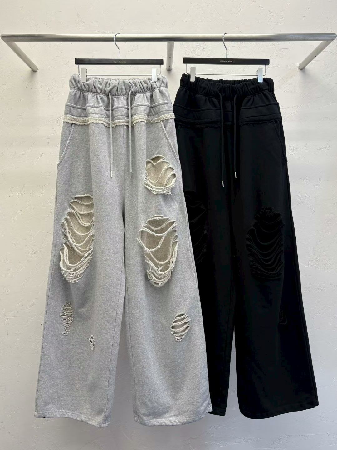 淨色破洞可束腳運動褲 SCOPE-144P