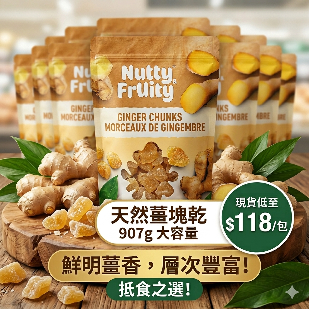 【UB9236】NUTTY AND FRUITY Ginger Chunks 天然薑塊乾 907g