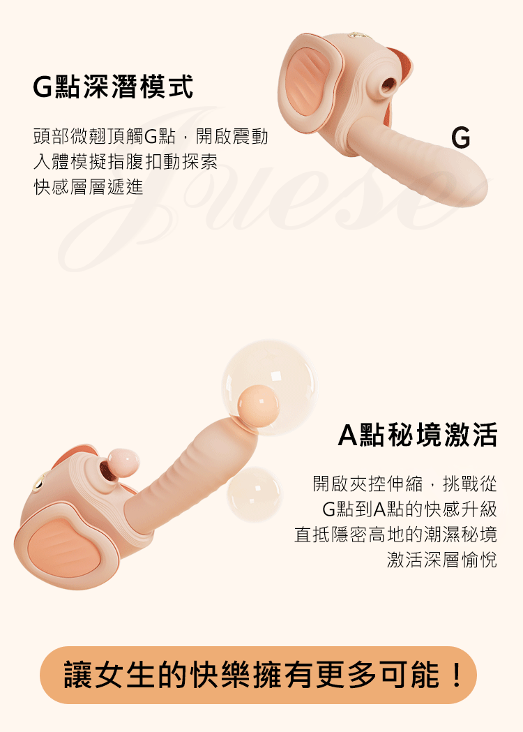 夾控炮機 5段變頻伸縮震動夾腿壓力感應USB充電吮吸按摩棒