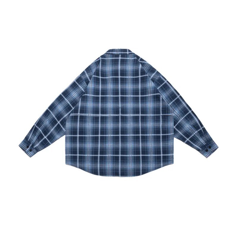 PERSEVERE LONG-SLEEVE OVERSIZED SHIRT- BLUE AND WHITE PLAID SIZE XL