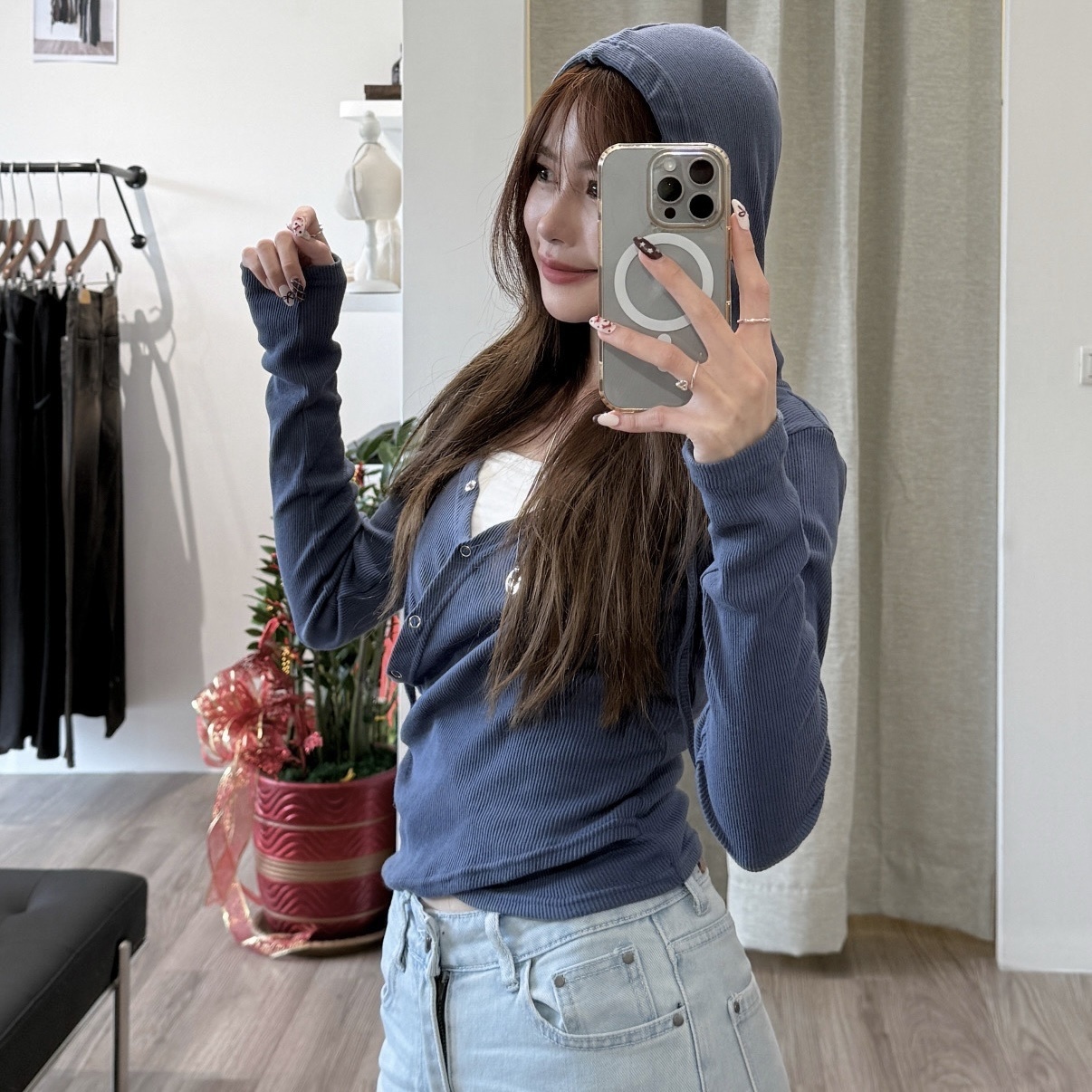 Tilleul.韓國斜釦短版合身上衣