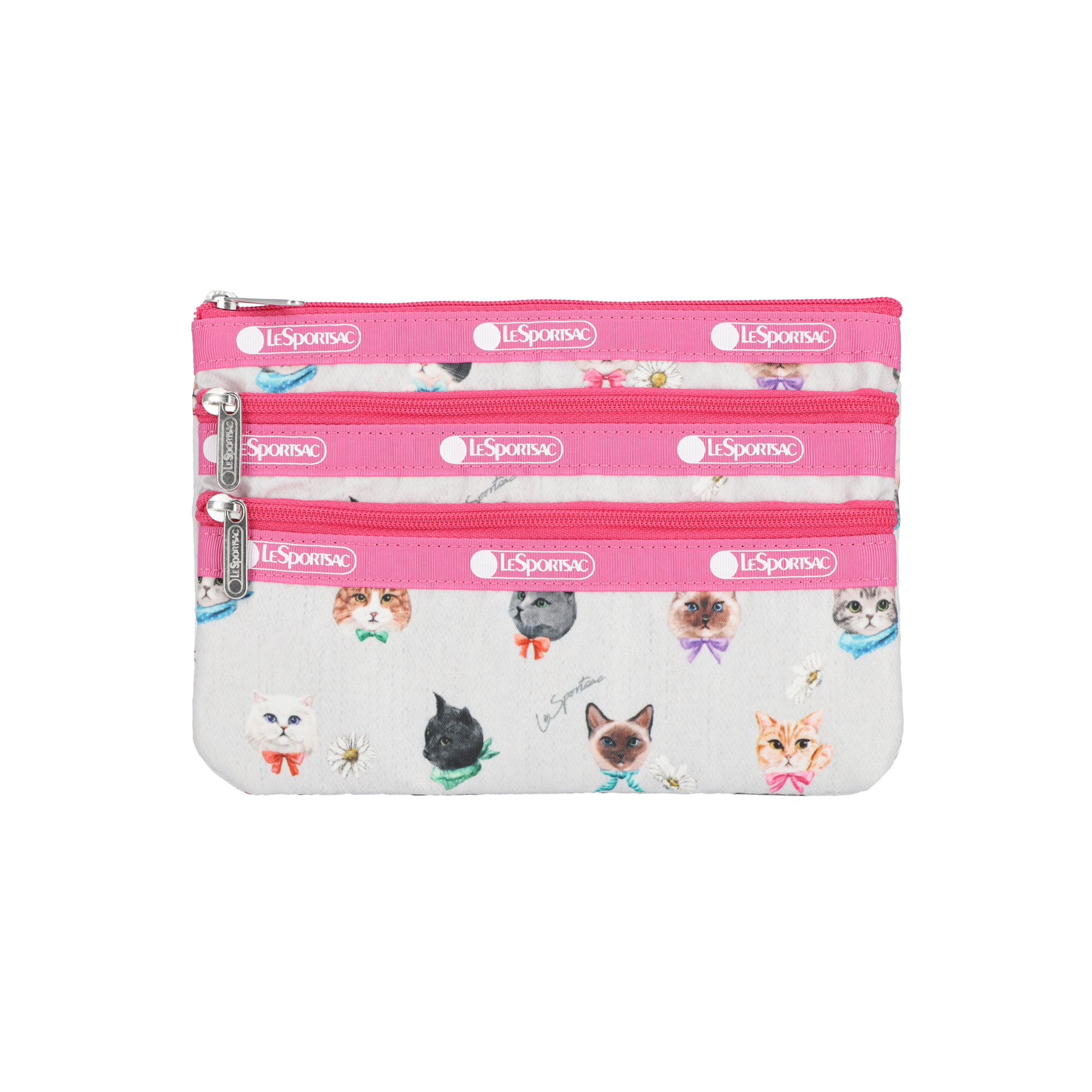 3-ZIP COSMETIC (PLAYFUL CATS GRAY ACC)