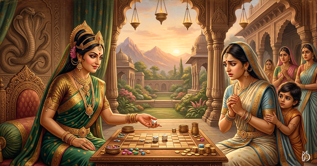 姊姊迦德茹與妹妹毗那打賭。