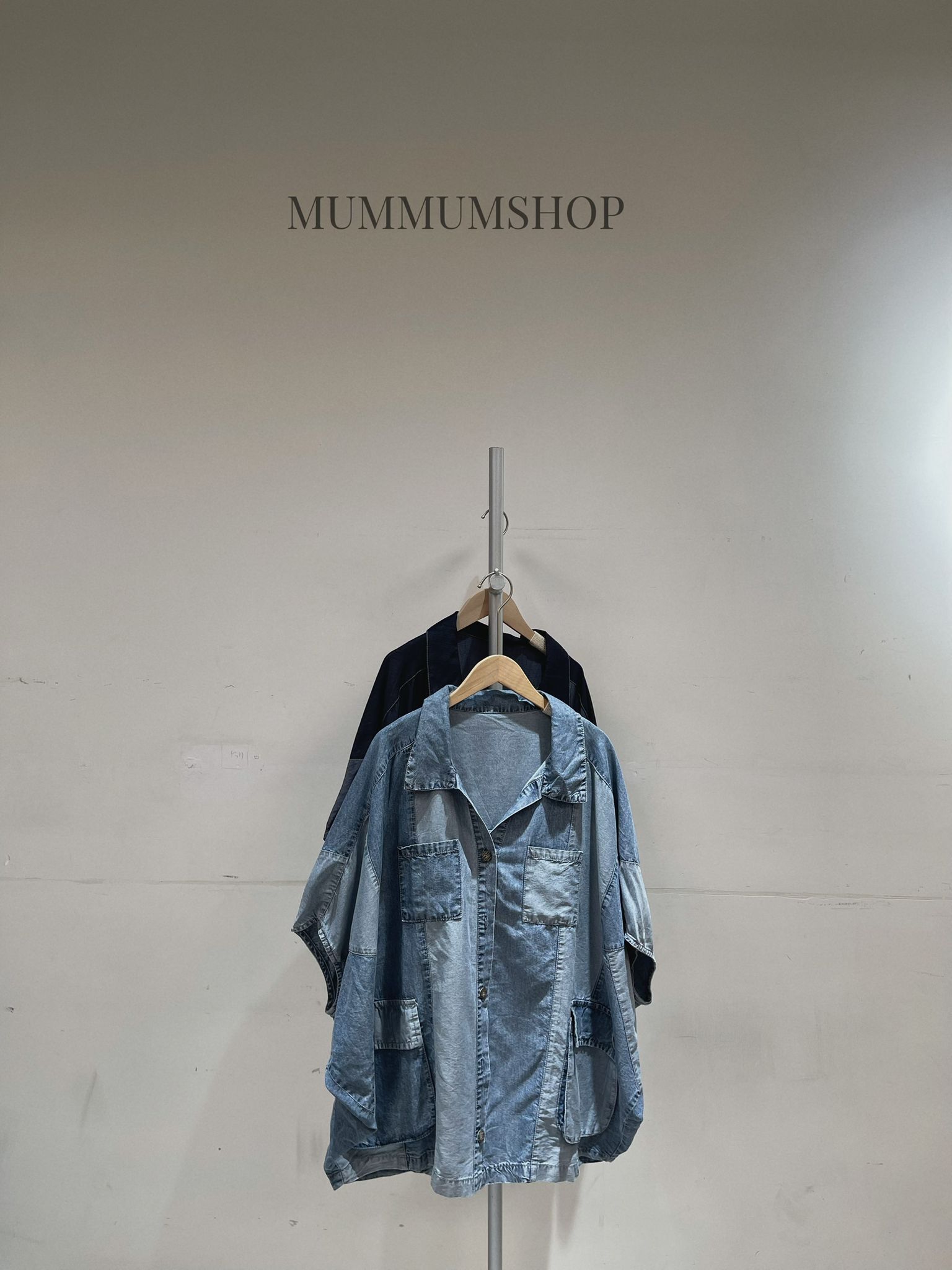 0213245a/牛仔拼布設計短袖上衣　71/50/26