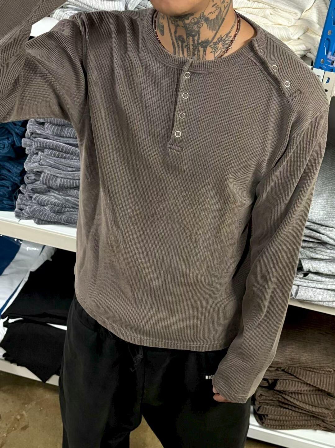 暗紋半開胸長袖衫 SCOPE-154T