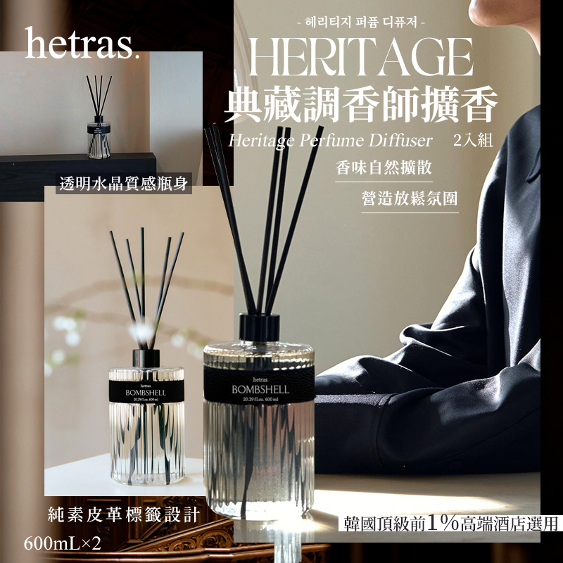 韓國 HETRAS 最新上市 Heritage Perfume Diffuser 600ml (2支/盒)