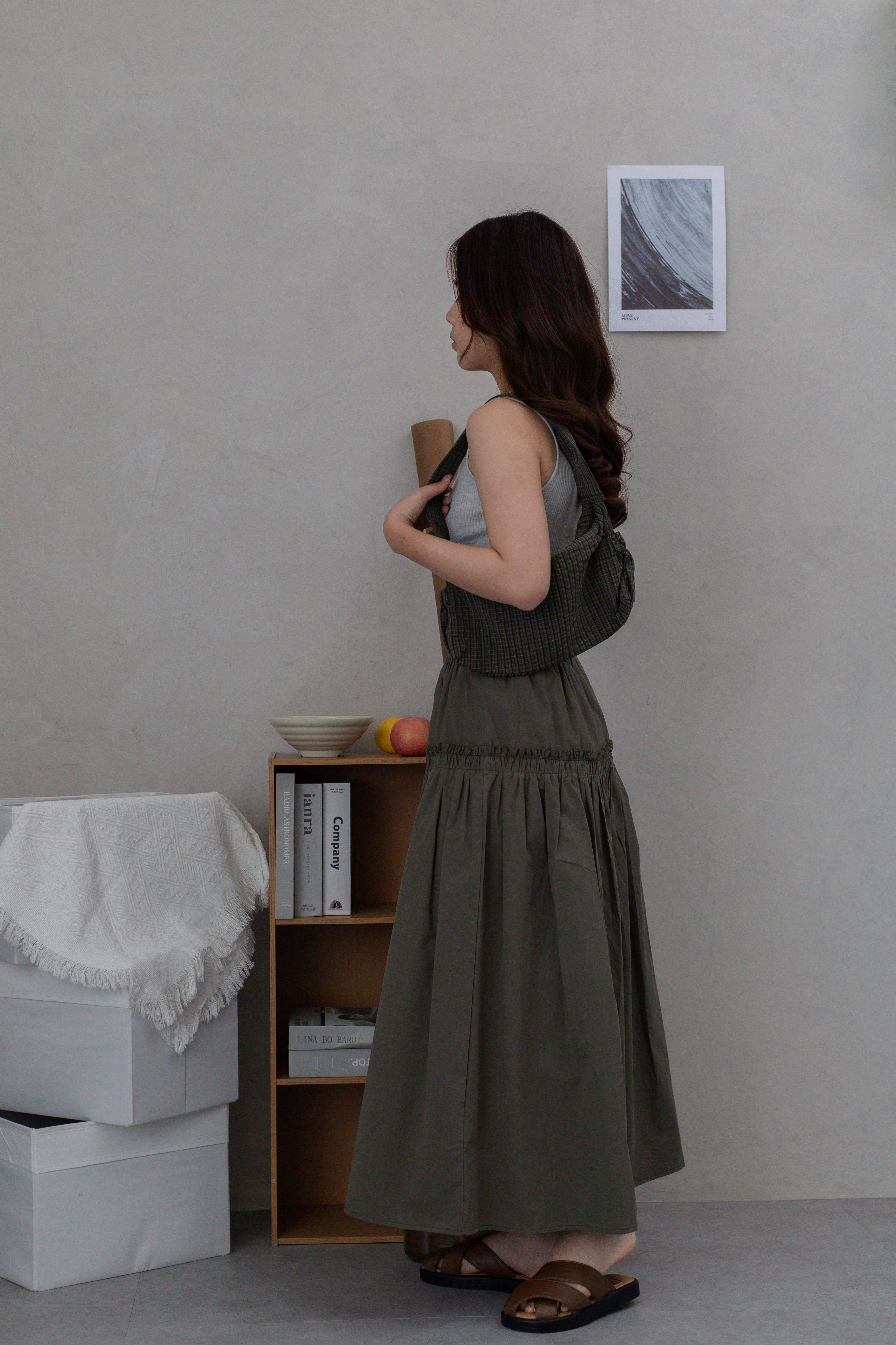 Sonia Tiered Ruffle Skirt Moss- 2686SKMOS