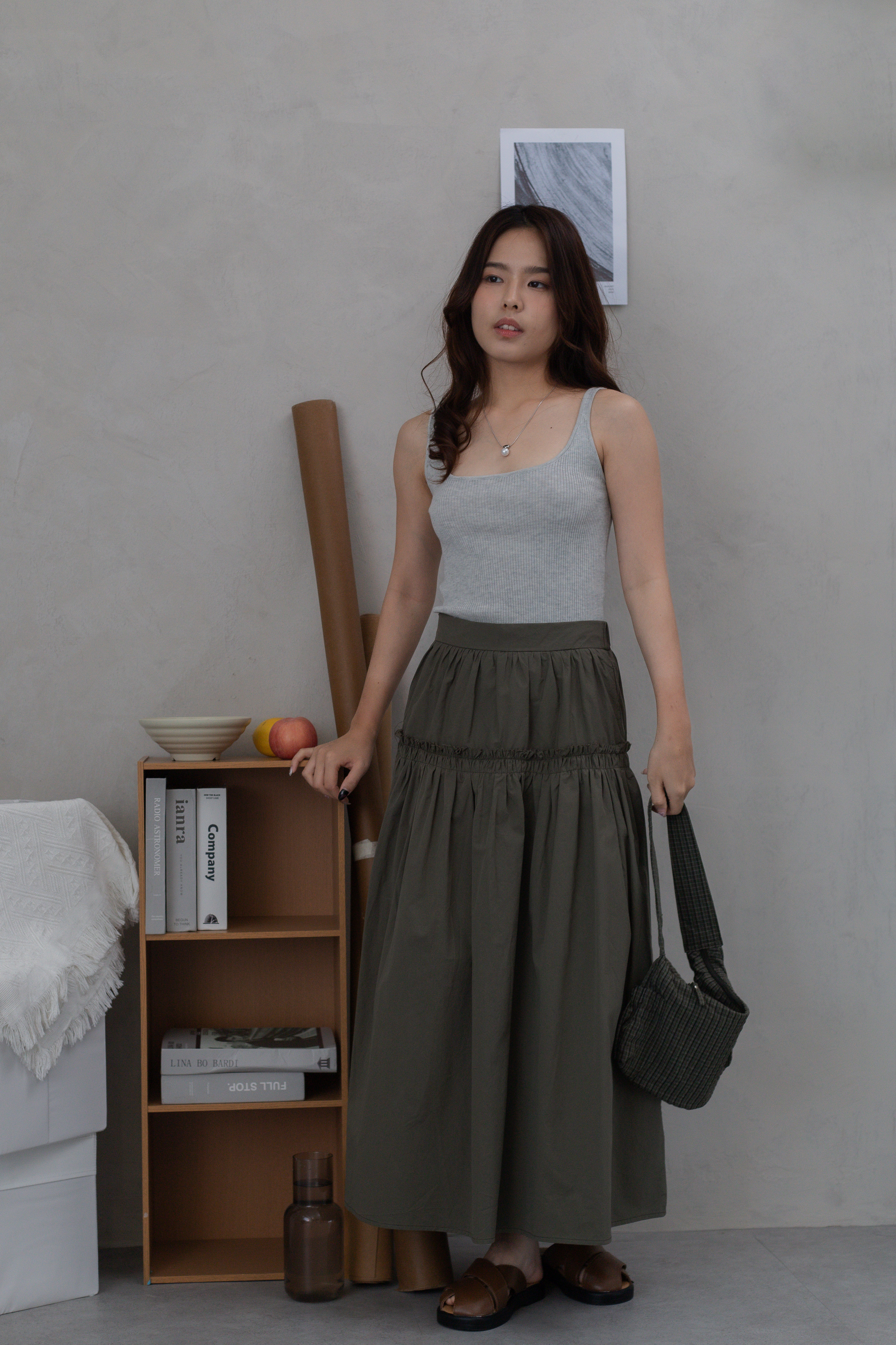 Sonia Tiered Ruffle Skirt Moss- 2686SKMOS