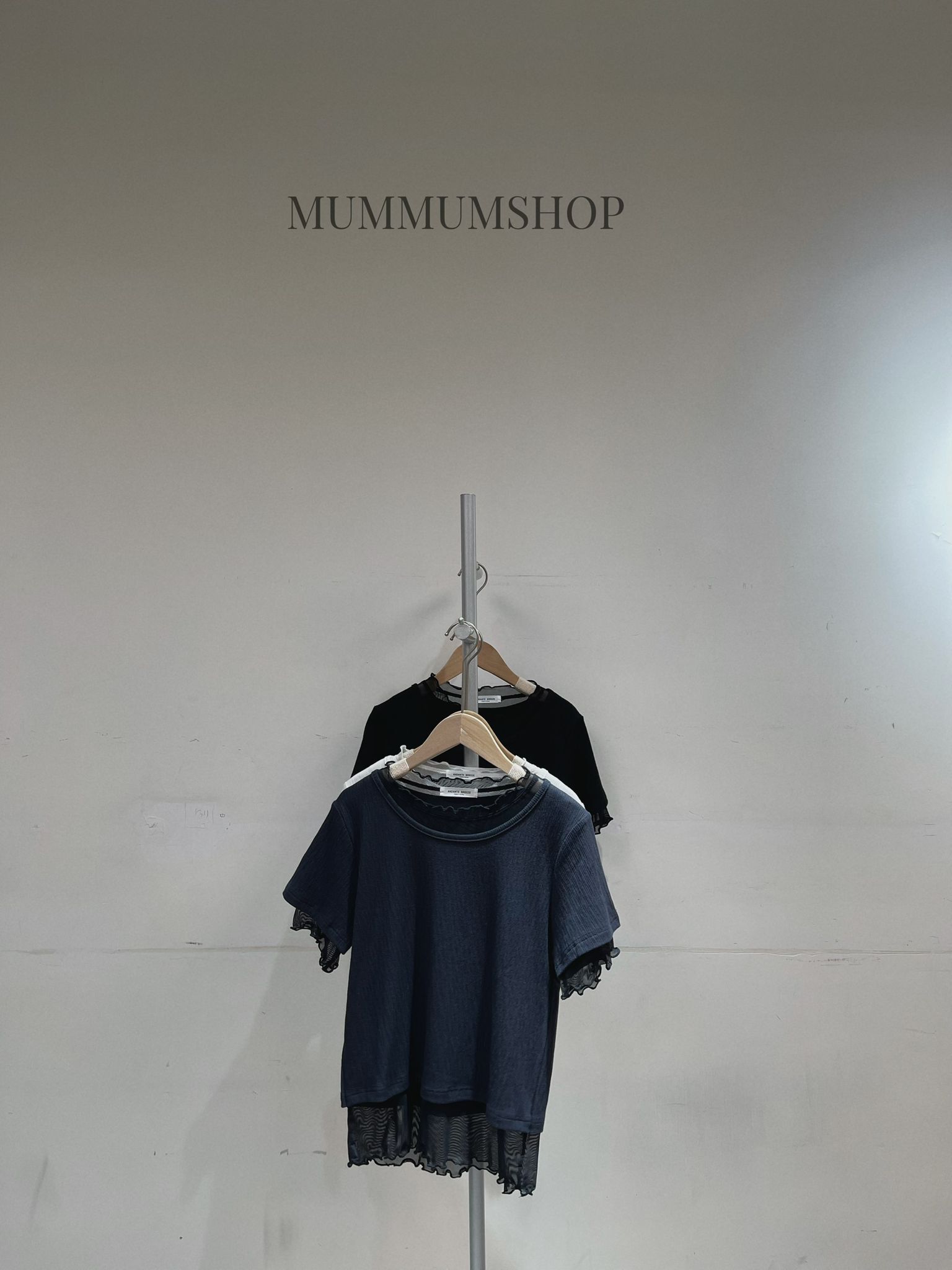 0213249a/假兩件雪紡樹紋短袖上衣　33/32/22