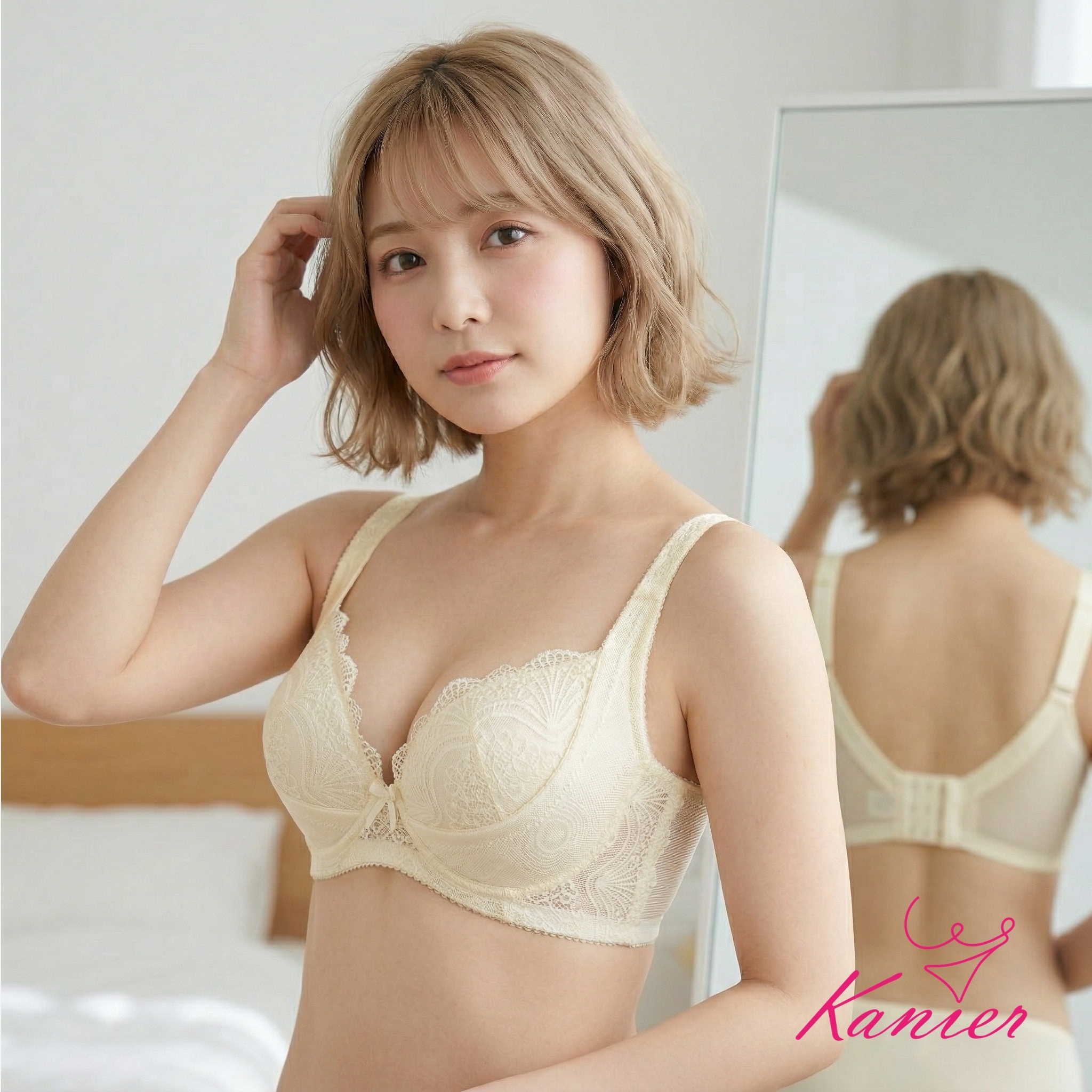 【Kanier卡妮兒】藍羽初綻  軟鋼圈外月牙提托 機能型內衣【 2376 奶油黃 - B / C / D 罩杯】
