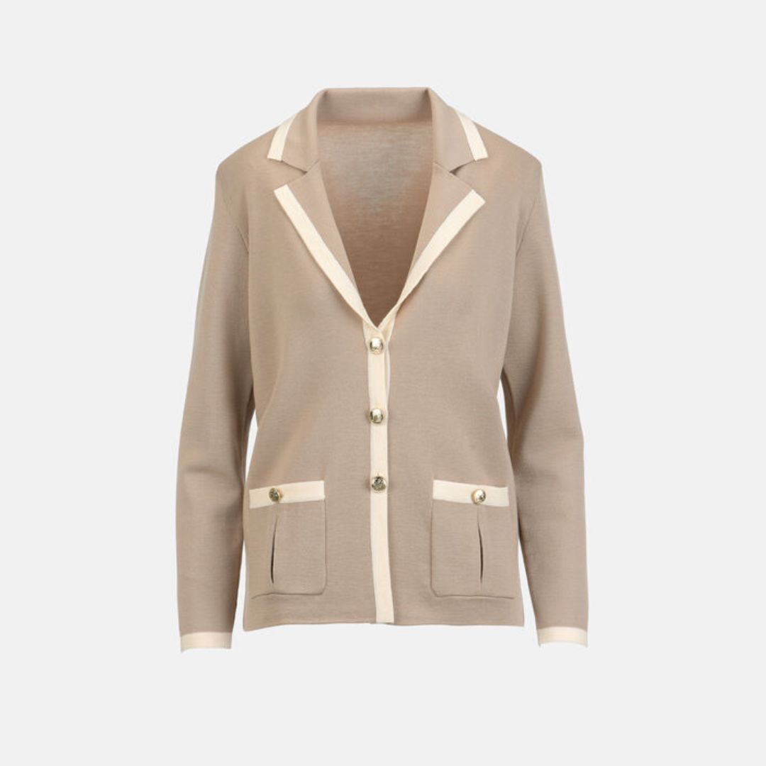 1LS1015-161 [LUISA SPAGNOLI] Meridia Jacket with Lapels Beige #100357 1137 0202 (C-K11-E)