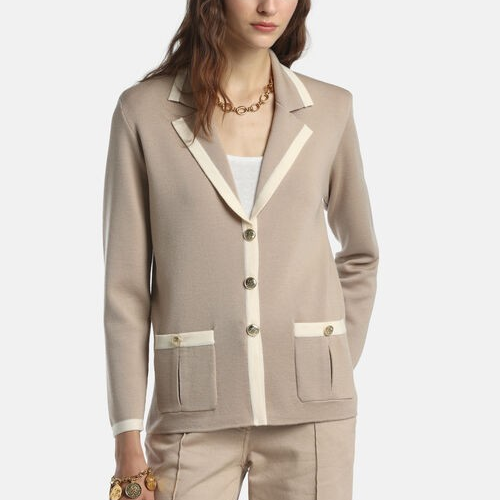 1LS1015-161 [LUISA SPAGNOLI] Meridia Jacket with Lapels Beige #100357 1137 0202 (C-K11-E)