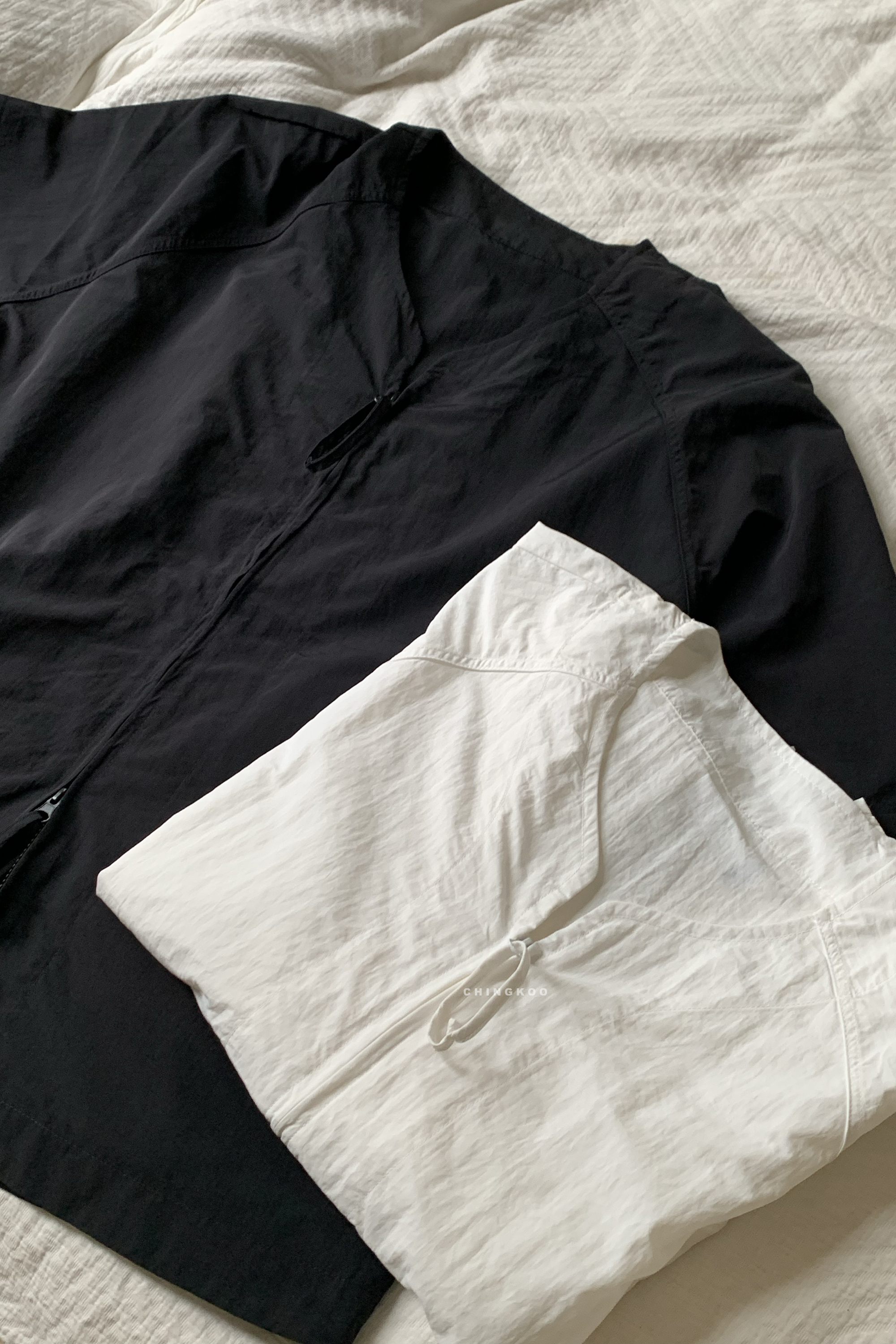 April｜素面雙拉鏈和服袖襯衫 2色