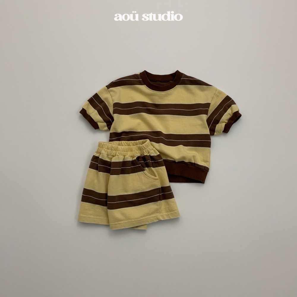 Aou 條紋拼色套裝 / 2色
